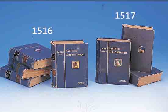KARL MAY: ILLUSTRIERTE REISEERZäHLUNGEN, FEHSENFELD VERLAG FREIBURG 1910, HIER: AM STILLEN OZEAN, IM LANDE DES MAHDI BAND I UND II, DER ...