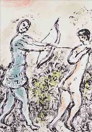 CHAGALL, MARC, 1887-1985, ZWEI GRANOLITHOS AUS DIE ODYSEE, ED. DACO STUTTGART 1989, JE CA. 30 X 24 CM, PP