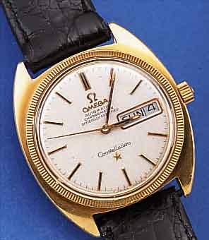 OMEGA HERRENARMBANDUHR CONSTELLATION AUTOMATIKCHRONOMETER, REF.-NR. ST168/029, SCHWEIZ UM 1969, EDELST., STARKE GG-HAUBE, BODEN GESCHR.,WERK VERG., ...