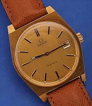 OMEGA HERRENARMBANDUHR GENEVE, REF.-NR. 1360049, SCHWEIZ UM 1969, METALL HARTVERG., EDELST.-SCHR.-BODEN, HANDAUFZUGKAL. 613, 17 ST., ...