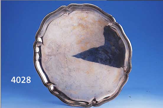 TABLETT, WILKENS BREMEN, 800ER SILBER, 30ER JAHRE, VERTREIBER L.A. GUNDEL, BAROCKSTIL, D 35 CM, GEBR.-SPUREN, CA. 780 G