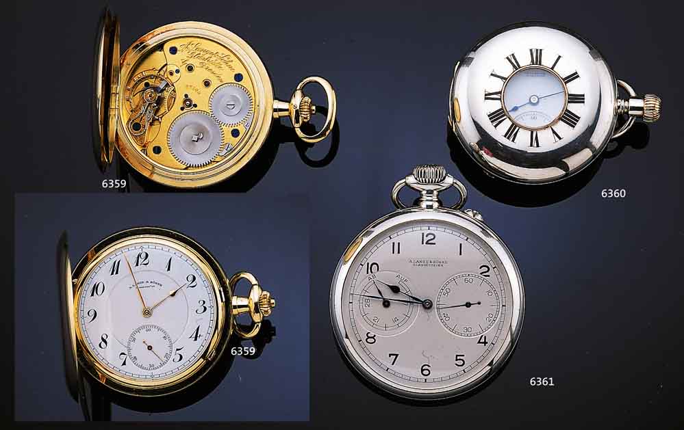 A.LANGE & SÖHNE HERRENTASCHENUHR 1/2-SAVONETTE REF.-NR. 27011, DEUTSCHLAND UM 1890, 900ER SILBER, AUßEN-STD.-ZEICHEN SCHW. EMAILL., GLASR. ...