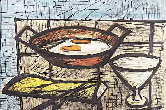 BUFFET, BERNARD, 1928-2000, STILLEBEN, FARBLITHOGRAPHIE VON 1955, NUM. 26/300, CA. 44,5 X 58 CM, PP, U.GL.