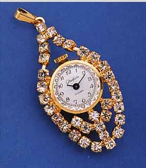KONVOLUT: 2 GLASHÜTTE ANHäNGEUHREN, METALL M. STRAßBES. (1X GELB, 1X WEIß VERG.), UNGETR.LAGERW., EHEM. DDR PRODUKT. UM 1986, ALLE ...