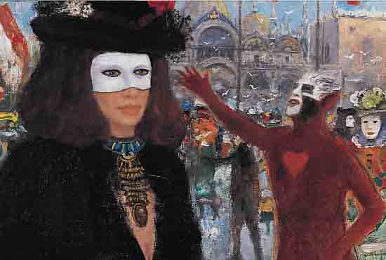 KAYSER, MAX, TäTIG IM 20. JH. IN VERONA, KARNEVAL IN VENEDIG, ÖL/LWD., SIGN., 24 X 30 CM, R.