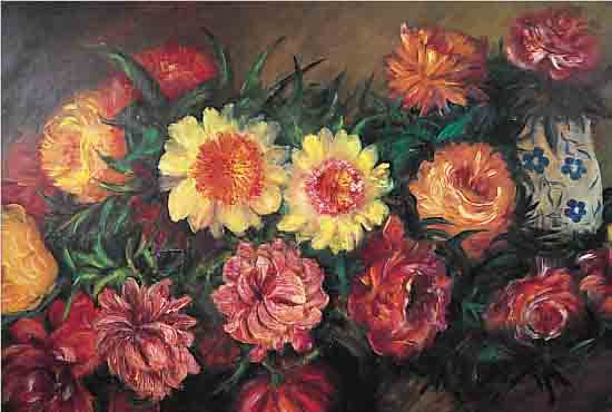 QUENTIN, L., KüNSTLER, UM 1900, BLUMENSTIL- LEBEN MIT PFINGSTROSEN, ÖL/LWD./HOLZ, SIGN. U. DAT. 1902, 67 X 91 CM, R.