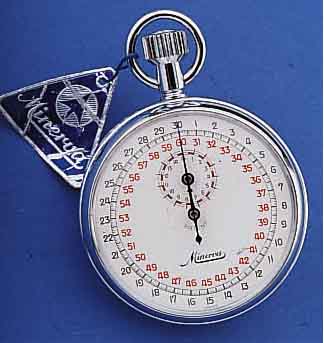 KONVOLUT: 3 MINERVA EINHANDSTOPPER, 2X 40ER JAHRE, NICKEL, BEIDE EMAILBL., BEIDE 30-MIN.- STOPPZäHLER, 1X 60ER, 1X 100ER TEILUNG, EZ 2, 1X ...
