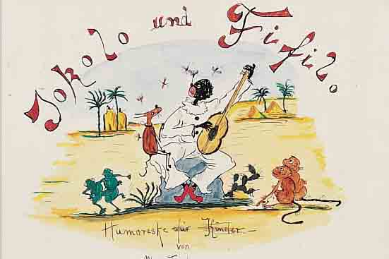 TRUTMANN, MAJA O.ä., FRüHE CARTOON-BILDER- GESCHICHTE UM 1920, "JOKOLO UND FIFILO, HUMORESEKE FüR KINDER", UNIKAT, 90 EINZELNE ...