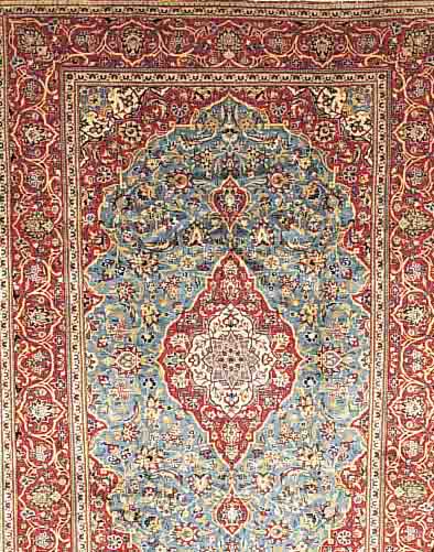 KESCHAN,PERSIEN CA 298 X 195 CM. .FLOR WOLLE EHZ 3.CA 30 JAHRE.