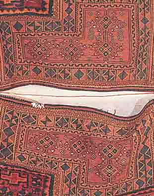 ESEL DOPPELTASCHE AFSHAR,?PERSIEN CA 105 X 90 CM. EHZ 2.CA 60 JAHRE.