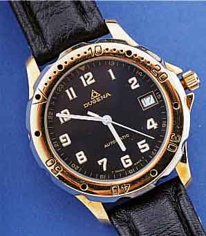 KONVOLUT: 2 DUGENA ARMBANDUHREN, UM 1996, UNGETR. LAGERW., 1X HERRENARMBANDUHR AUTOMATIKMETALL HARTVERG., LüNETTE EINS. RAST. DREHB., MINERALGL., ...