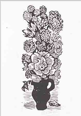 PANKOK, OTTO, 1893 SAARN-1966 WESEL, BLUMENSTRAUß, HOLZSCHNITT VON 1957, HANDSIGNIERT, CA. 28 X 10 CM, WVZ DROSTE NR. 546