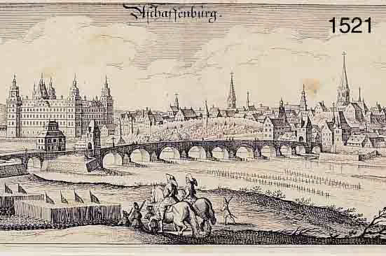 KONVOLUT VON 3 BLATT MIT ASCHAFFENBURG UND UMGEBUNG, 1.) KUPFERSTICH M. MERIAN, GA ASCHAFFENBURG, GUTES EXEMPLAR, 11 X 32 CM; 2.) ...