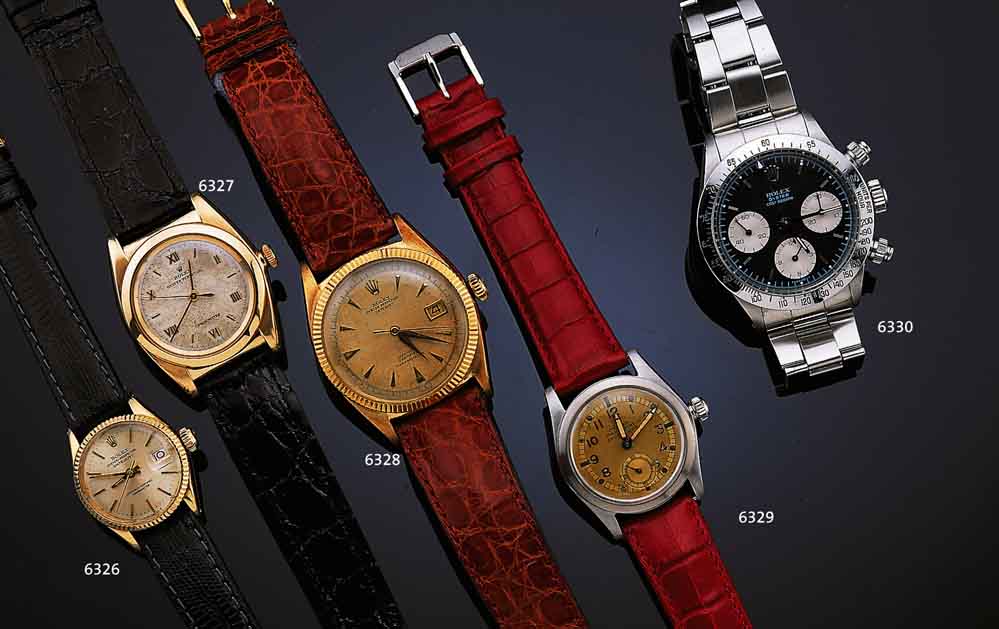 ROLEX OYSTER COSMOGRAPH/DAYTONA, REF.-NR. 6263, SCHWEIZ UM 1970, EDELST., BODEN, KRONE U. DRüCKER GESCHR., EDELST.-OYSTER-BAND M. MONOGR. ...
