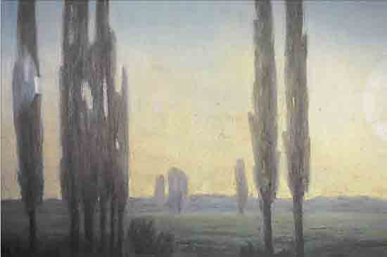 MANSKOPF, JOHANNES, GEB. 1864, PAPPELN AM FLUSSUFER, PASTELL AUF PAPIER, RE. U. SIGN., CA. 62 X 92 CM, U.GL., R., VER- SCHMUTZT, ...