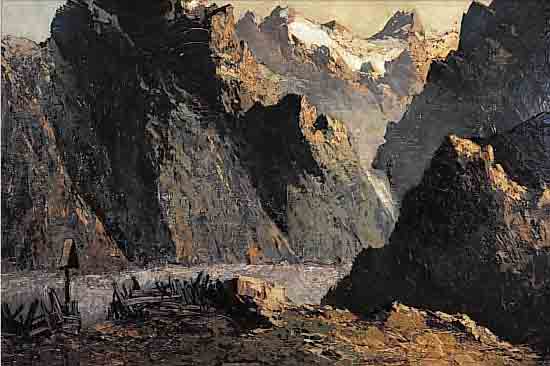 GRABONé, ARNOLD, 1896 MüNCHEN-1981 PERCHA, GEBIRGSLANDSCHAFT, ÖL/LWD, LI. U. SIGN., CA. 60 X 80 CM, R., DIESER BESCH.