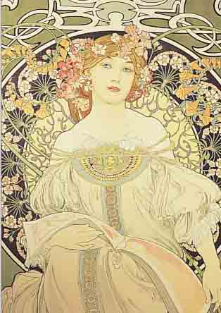 MUCHA, ALPHONSE, 1860-1939, FARBLITHO, ED. HENRI DESCHAMPS 1986, GEDR. VON MOURLOT, BEZ.: H.C., RE. U. VON JIRI MUCHA HANDSIGN., CA. 51,5 X ...