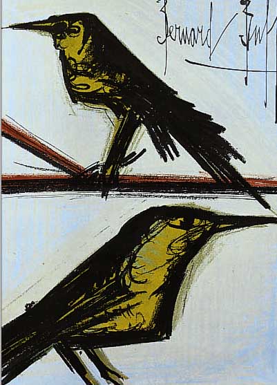 BUFFET, BERNARD, 1928-2000, ZWEI FARBLITHOGRAPHIEN: LE CLOWN AU FOND ROUGE UND LES DEUX OISEAUX, JE CA. 31 X 24 CM