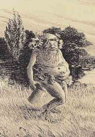 ZILZILLE, HEINRICH, 1858-1929, DER ZUFRIEDENE (BACCHUS), RADIERUNG, STEMPELSIGNATUR, RÜCK- SEITIG NACHLAßSTEMPEL, CA. 18 X 12 CM