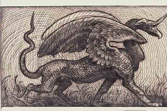 THOMA, HANS, 1839-1924, DAS WELTUNGEHEUER, RADIERUNG, HANDSIGNIERT, CA. 9,5 X 16,5 CM