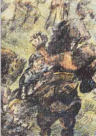 CORINTH, LOVIS, 1858-1925, DER KAMPF, FARBLITHOGRAPHIE, HANDSIGNIERT, CA. 23,5 X 18 CM
