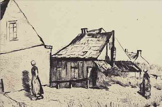 URY, LESSER, 1861-1931, VOR DEM DORF, RADIERUNG, LI. U. HANDSIGN., CA. 11,5 X 16 CM, PP, U.GL., R.