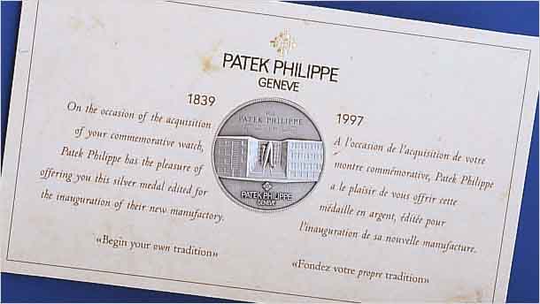PATEK PHILIPPE JUBILäUMSMüNZE, IN ERINNERUNGHENRY & PHILIP STERN, 1997 HERAUSGEGEBEN, 925ER SILBER, D. CA. 40 MM, ORIG.-UMSCHLAG