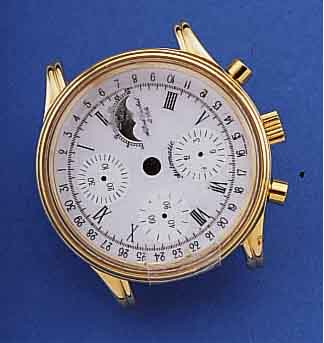 KONVOLUT: 2 GEHäUSE, 1X EDELST., FüR WECK- WERK AUTOMATIKKAL. 5008 VON AS, 1X FüR CHRONOGRAPHENKAL. VALJOUX 7750, VERG., BODEN VERSCHR., ...