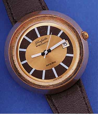 KONVOLUT: 2 GLASHÜTTE HERRENARMBANDUHREN SPEZIMATIC, DEUTSCHLAND UM 1970, BEIDE 26 ST., ZENTRALROTOR, STOßGES., ZENTRALSEK., DA- TUM, 1X ...