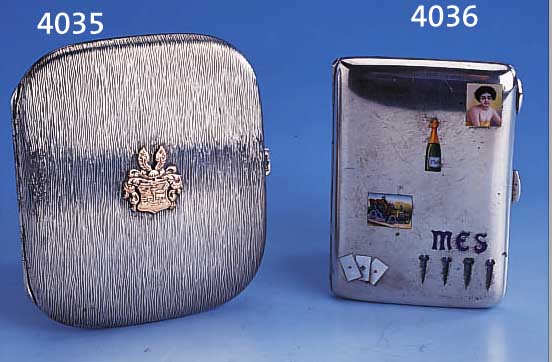 ZIGARETTENETUI, DEUTSCH, LUTZ & WEIß UM 1910, SILBER, INNENVERGOLDUNG, BES. DEPOSE UND GM 155413, AUFGEL. RG-WAPPEN, KORPUS MIT ...