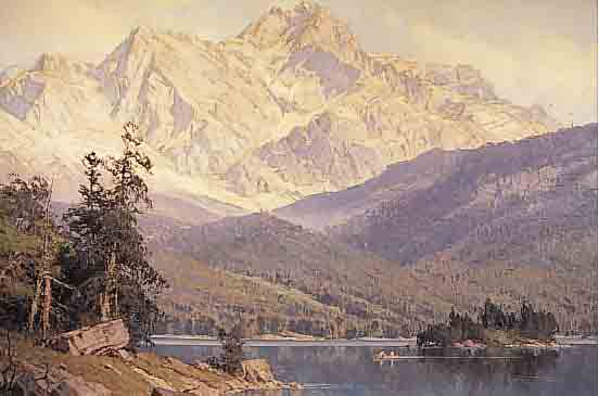 RETZLAFF, E.C.W., BERLIN, 1898-1976, HIER: WATZMANN-MASSIV, DURSCHEINENDE FEINE MALEREI, PASTELLARTIG AUFGETRAGEN, PART. ...