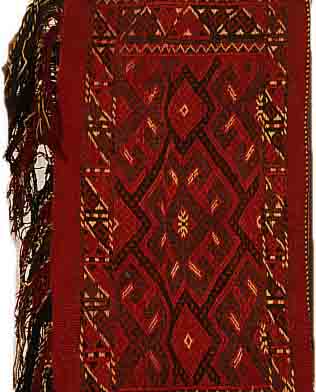 OSBEKISCHER TSCHOWAL, 76 X 40CM, EHZ 2 WOLLE AUF WOLLE, UM 1910