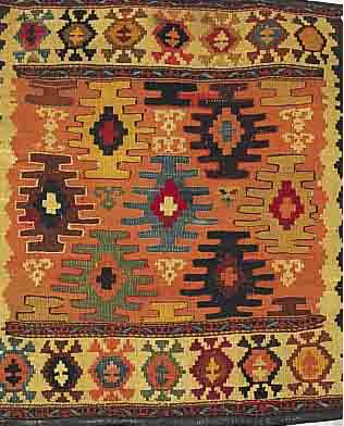 SHASAWAN FRAGMENT, PERSIEN, 44 X 52CM, EHZ3WOLLE AUF WOLLE, UM 1900