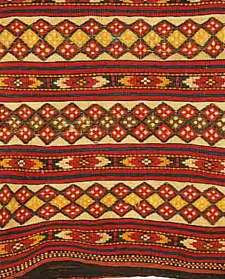 SHASAWAN TSCHOWAL, 63 X 60CM, EHZ 3 WOLLE AUF WOLLE, UM 1900