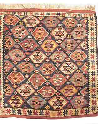 SHASAWAN-KELIM, PERSIEN, 57 X 50CM, EHZ 3 WOLLE MIT SEIDE, UM 1900