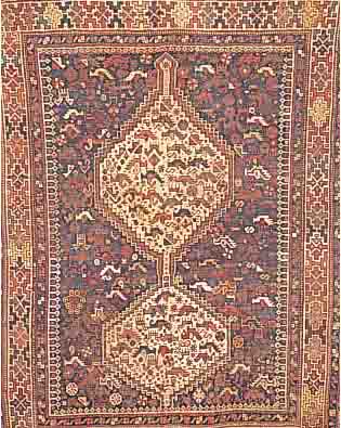 GASHGAI, PERSIEN, 161 X 120CM, EHZ 3-4 WOLLE AUF WOLLE, UM 1900