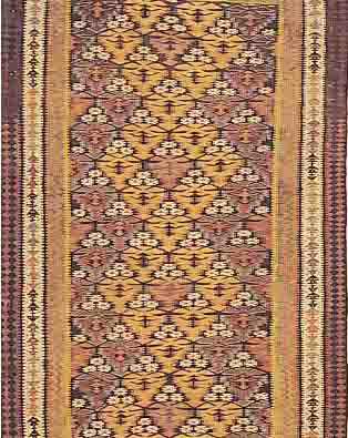 SENNEH-KELIM, PERSIEN, 288 X 100CM, EHZ 2-3WOLLE AUF WOLLE, CA.60 JAHRE