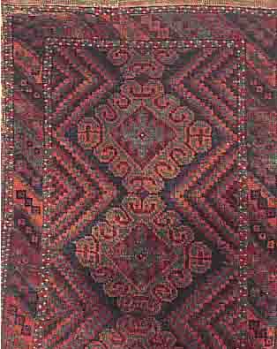 TYMOR, AFGHANISTAN, 77 X 49CM, EHZ 3 WOLLE AUF WOLLE, CA.50 JAHRE