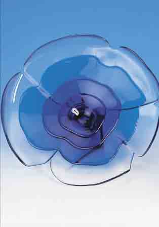GüNTER FERDINAND RIS, ROSENTHAL, JAHRESTELLER IN GLAS, 1977, BLAUE BLUME, LIM. AUFLAGE, SIGN. UND NUM. 2284/3000, CA. 37X37 CM, OHNE KARTON