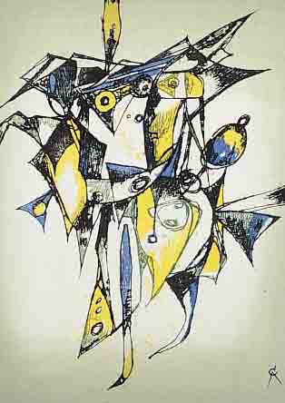 CAVAEL, ROLF, 1898-1979, COMPOSITION, FARBLITHOGRAPHIE, HANDSIGN. UND BEZEICHNET, NUMMERIERT 11/67, CA. 33 X 27 CM U. GL. GER.