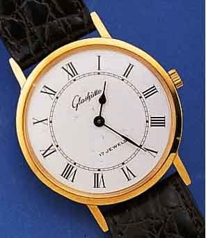 KONVOLUT: 2 GLASHÜTTE HERRENARMBANDUHREN, DEUTSCHLAND UM 1982, 1X METALL HARTVERG., 1X HARTVERCHR., BöDEN GEDR., EMAILFARB. ...