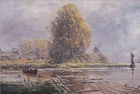 ZUSCHREIBUNG: KOESTER, ALEXANDER, 1864 BERG- NEUSTADT - 1932 MüNCHEN, FISCHER AUF EINEM SEE, AQURELL, SIGN., 39 X 57 CM, IM PP. UNTER GLAS ...