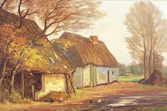 LASCH, HERMANN, DüSSELDORFER KüNSTLER, NACH-GEWIESEN ZWISCHEN 1890 UND 1930, SCHüLER DER DüSSELDORFER AKADEMIE, HIER: REETGEDECKTE ...
