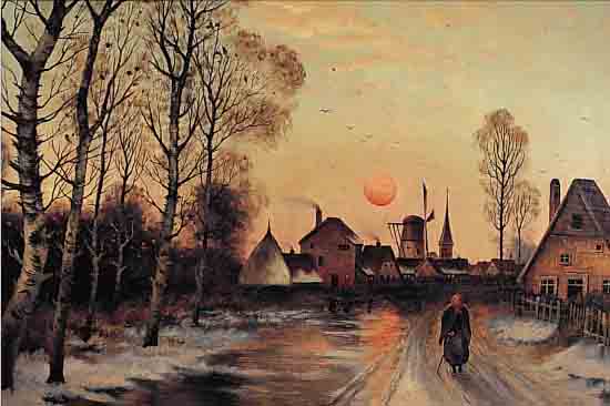 MöHKER, H., DüSSELDORFER SCHULE ANFANG 20. JH., NIEDERRHEINISCHE WINTERLANDSCHAFT MIT PERSONENSTAFFAGE, ÖL/HOLZ, SIGN., 60 X 80 ...