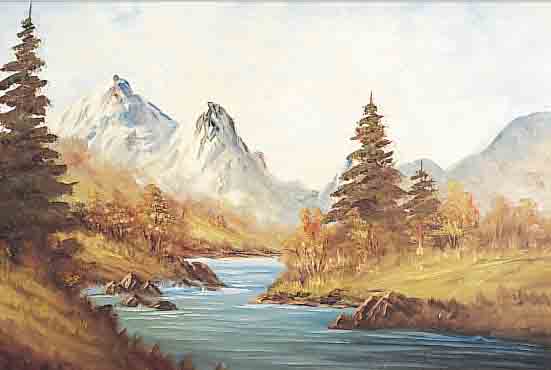 EISEL, H., KüNSTLER DER 30ER JAHRE, GEBIRGSLANDSCHAFT MIT BACHLAUF, ÖL/LWD, KLEINER RISS, CA. 52.5 X 62 CM 52,5 X 62 ...