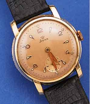 STOWA HERRENARMBANDUHR, DUETSCHLAND UM 1940,METALL M. GG-AUFL., EDELST.-BODEN GEDR., BRüK-KENANKERW. IN GEH. QUAL., 16 ST., HANDAUFZUG, RECTA-KAL. ...