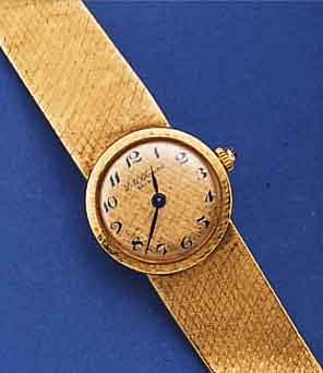 CHOPARD DAMENGOLDBANDUHR, REF.-NR. 9579/4007SCHWEIZ UM 1964, GG 750/000 INCL. FLECHTB., BODEN M. EIGENTUMSGRAV., GLASR. GEDR., ...