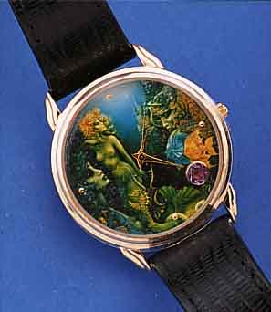 ALBERT BELASCO DESIGNERARMBANDUHR, ENGLAND 1996, LIMIT. EDITION, 3000 STüCK, LT. GRAV. AUF BODEN, LEDERB., ORIG.-ETUI, MINERALFLACH- GL., ...