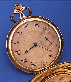 HERRENTASCHENUHR, SCHWEIZ/DEUTSCHLAND UM 1912, GG 585/000, RUNDUMGRAV., BLüTEN- U. RANKENDEKOR, MONOGR.-SPIEGEL FREI, METALLBLATTVERS., ...