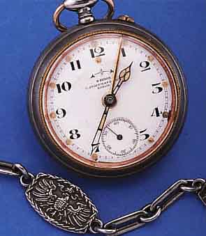 ETERNA TASCHENWECKER, SCHWEIZ/DEUTSCHLAND 1916, EISEN INCL. EISENKETTE (AUS DER ZEIT: "GOLD GAB ICH FüR EISEN", I. WELTKRIEG), ...
